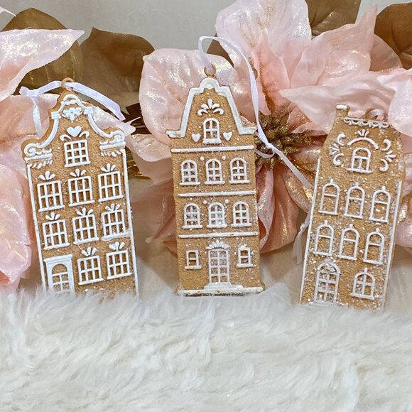 Cupcakes & Cashmere Gingerbread House Ornaments Set Of 6 Christmas Tree New - Picture 1 of 5